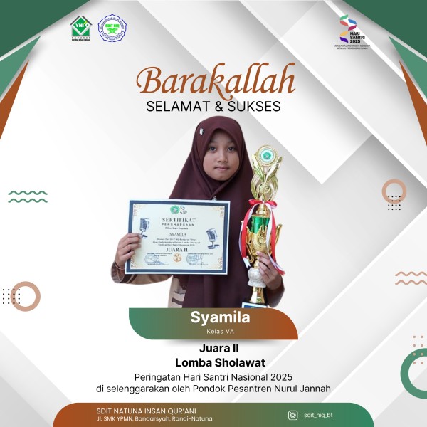 SDIT NIQ Natuna Raih Juara 2 Lomba Sholawat dalam Peringatan Hari Santri Nasional