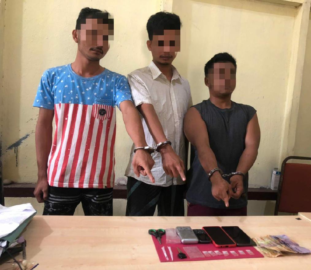 3 Tersangka Pengedar Shabu Ditangkap Polsek Kampar di Desa Padang Mutung