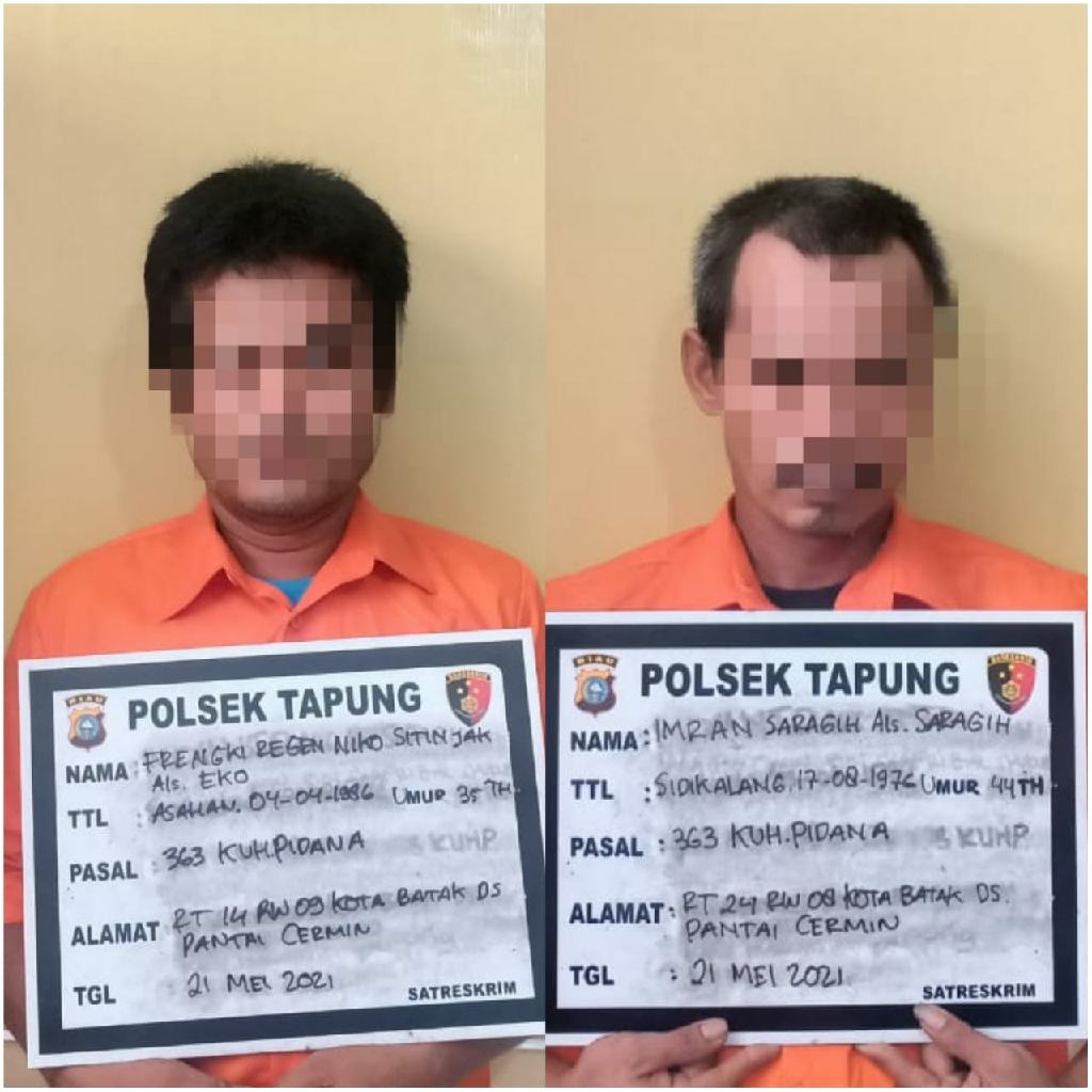 Curi Plat Test Tank Milik PT. Chevron, 2 Warga Pantai Cermin ini Diamankan Polsek Tapung