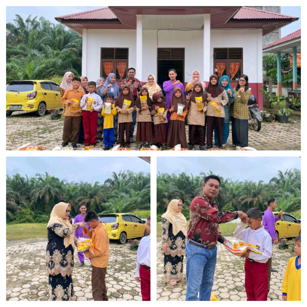 Keluarga Besar SDN 023 Beligan Berbagi Sembako dan THR kepada Siswa Yatim Piatu dan Guru Honorer