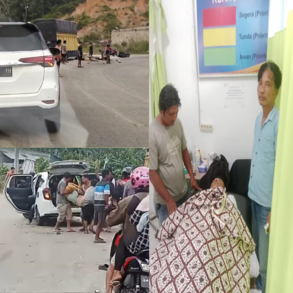 Pasutri di Batang Gansal Tertabrak Truck, Suami Meninggal di Puskesmas