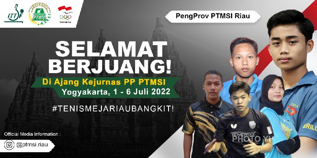 Kejuaraan Nasional Tenis Meja, Pengprov PTMSI Riau Akan Turunkan 8 Atlet ke Jogja