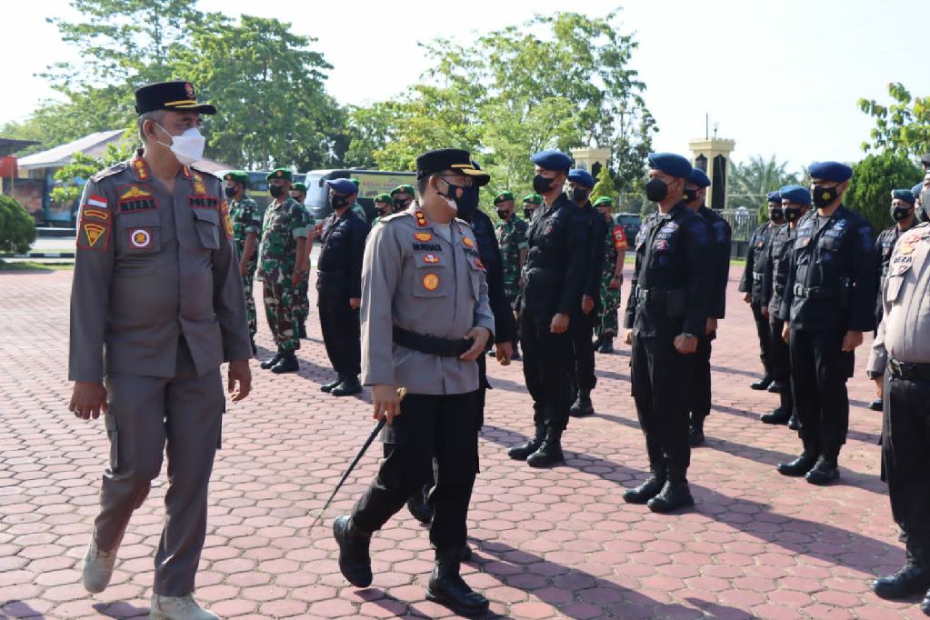 Yon B Pelopor Sat Brimob Polda Riau Ikuti Apel Gabungan Kesiapsiagaan Pengananan Karhutla