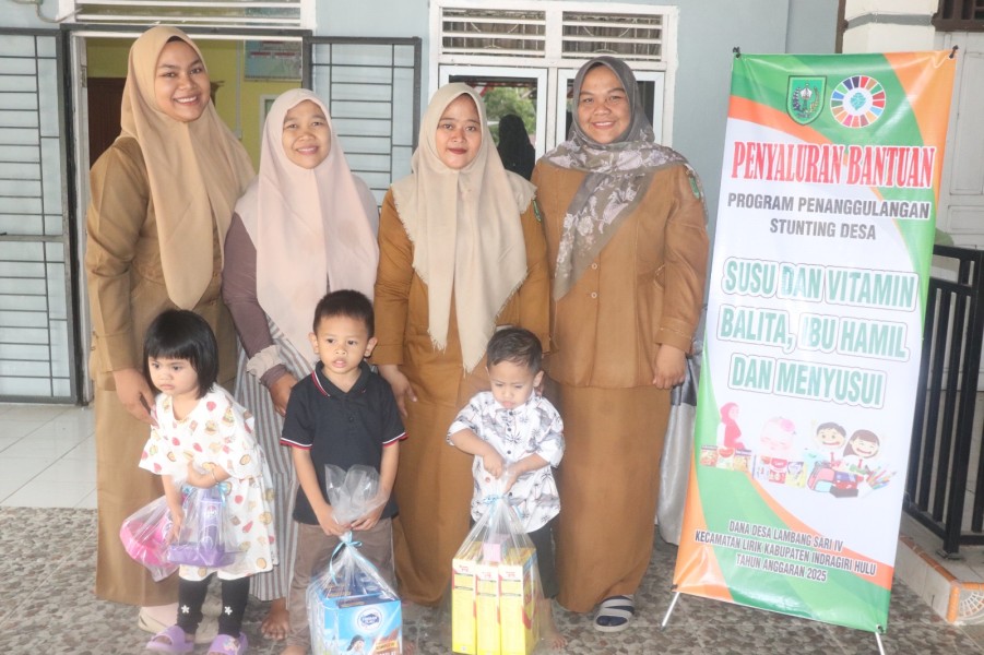 Desa Lambang Sari IV Salurkan Bantuan Program Penanggulangan Stunting