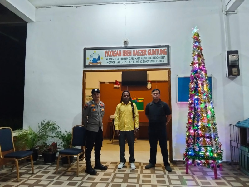 Polsek Kateman Pastikan Jemaat GPDI Sungai Guntung Aman dalam Perayaan Natal