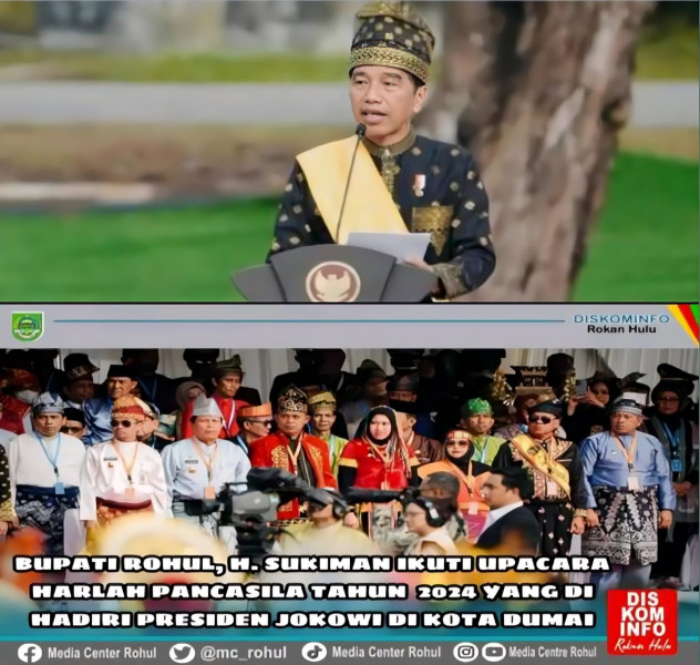 H. Sukiman Ikuti Upacara Peringatan Hari Lahir Pancasila 2024 Bersama Presiden RI DI Kota Dumai