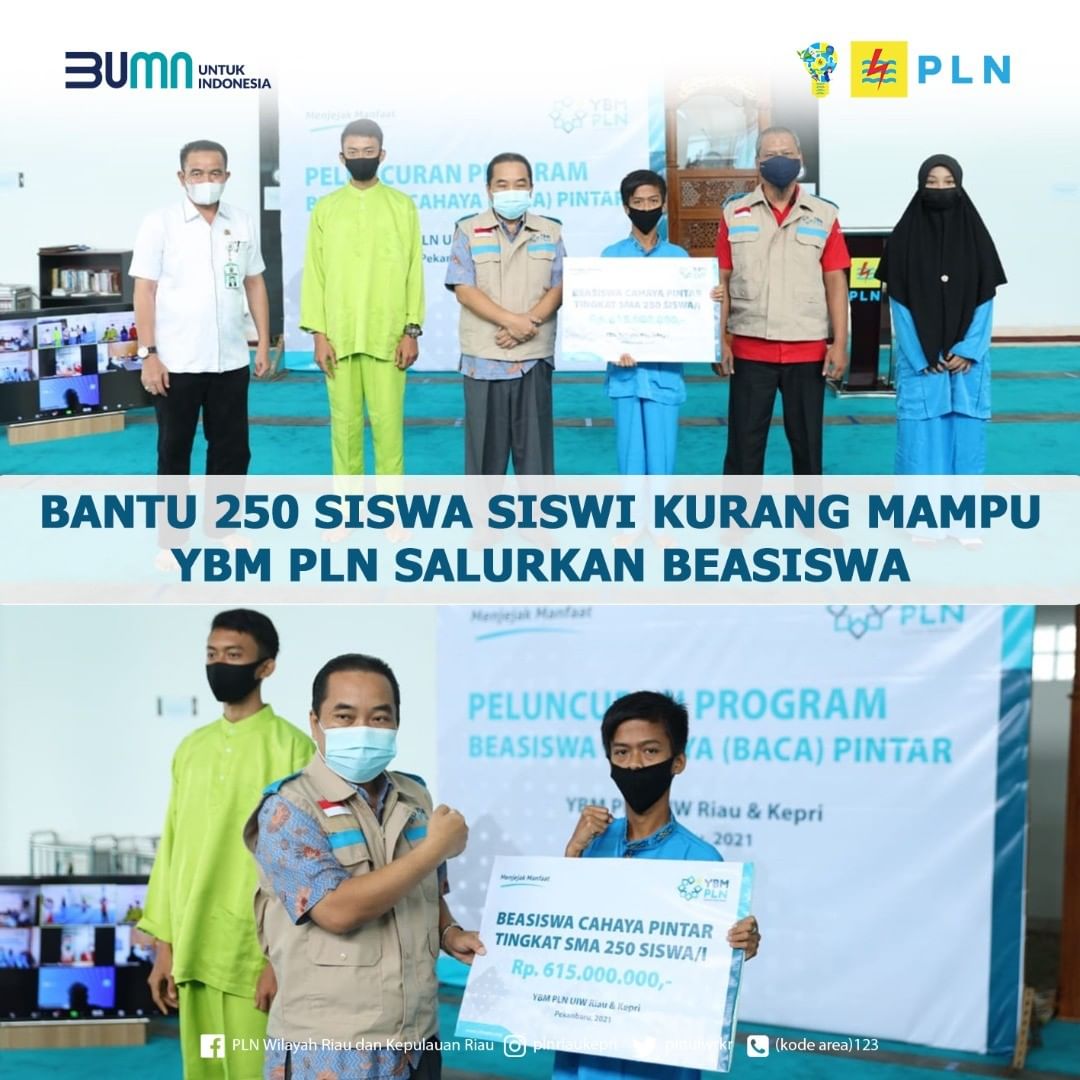 Yayasan Baitul Mal PLN Wilayah Riau dan Kepri Salurkan Beasiswa Ratusan Anak Kurang Mampu