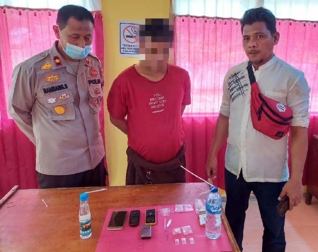 Unit Reskrim Polsek Kampar Kiri Tangkap Seorang Pelaku Narkoba di Desa Lipat Kain Selatan