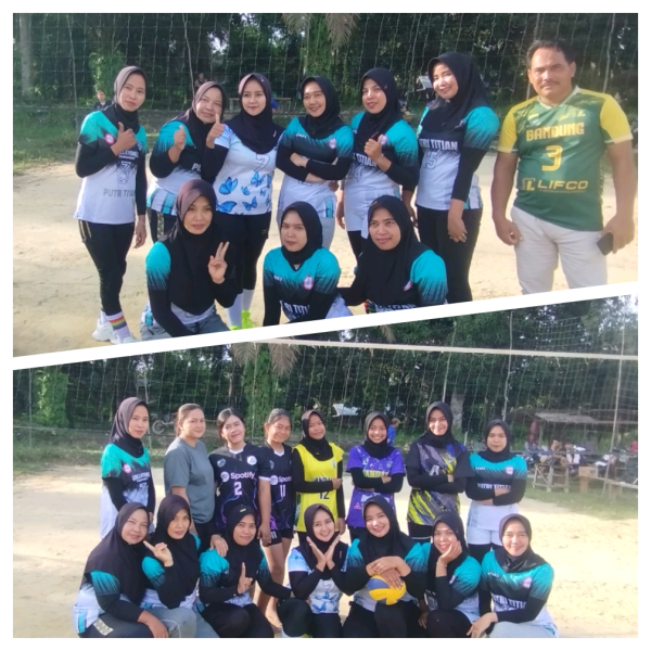 Jalin Silaturahmi : Tim Voli Putri KM 14 Tajir dan Tim Voli Putri Tian Tinggi Tanding Persahabatan