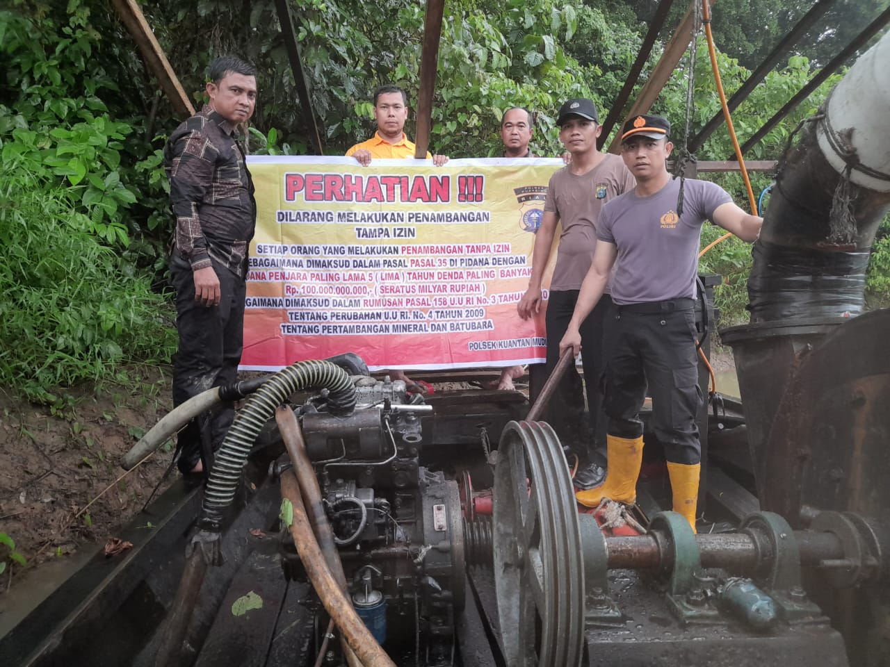 Tertibkan PETI, Kapolsek Kuantan Mudik Terjun Langsung KeLokasi, 2 Rakit Dimusnahkan