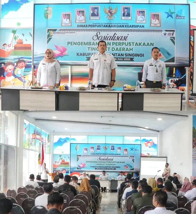 Buka Sosialisasi Pengembangan Perpustakaan  Bupati Kuansing Diwakili Asisten Administrasi Umum Perpustakaan Sebagai Pusat  Informasi Dan Ruang Pembelajaran Masyarakat