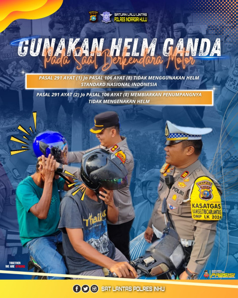 Siap-siap, Satlantas Porles Inhu Tengah Gelorakan Penggunaan Helm Ganda
