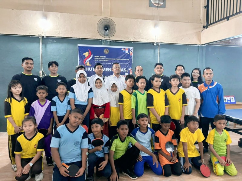 HUT Kemenimipas Ke-1, Lapas Bagansiapiapi Gelar Kejuaraan Tenis Meja SD se-Bangko