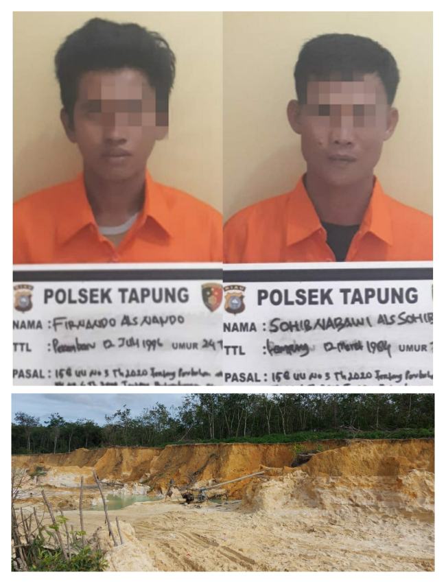 Polsek Tapung Amankan 2 Pelaku Penambangan Pasir Illegal di Desa Karya Indah