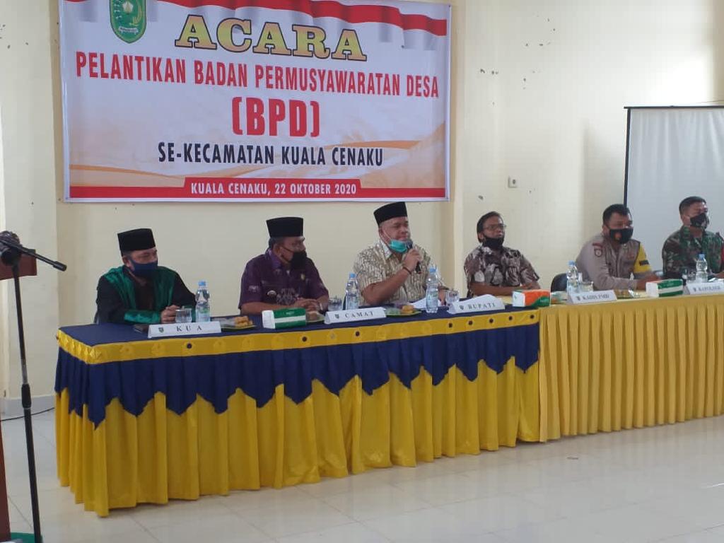 Hadiri Pelantikan BPD Se Kecamatan Kuala Cenaku, Ini Pesan Bupati Inhu