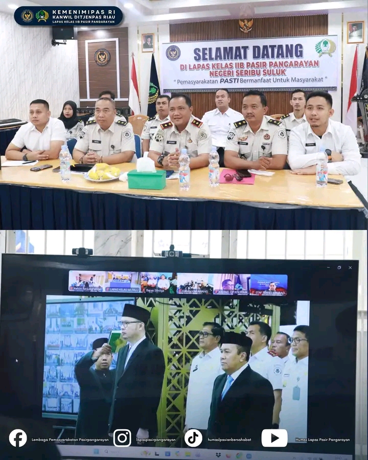 Lapas Pasir Pangaraian Ikuti Pelantikan Pimpinan Tinggi Madya Kemenimipas Secara Virtual