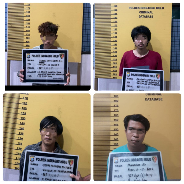 Polres Inhu Ringkus 4 Begal Jalan Raya Rengat - Pematang Reba, Ini Kronologisnya