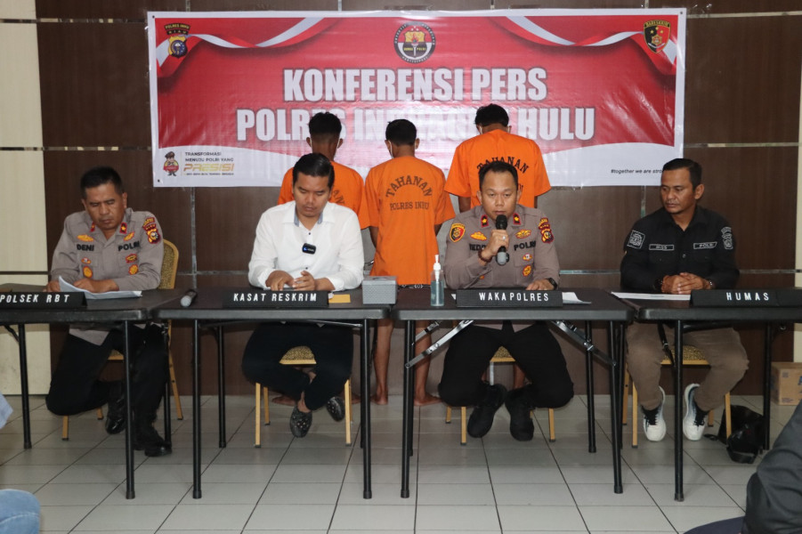 Ungkap Kasus Curanmor, Polres Inhu Gelar Konferensi Pers, 3 Tersangka Diamankan