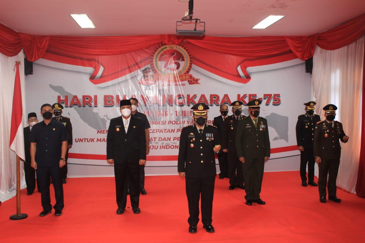 Forkopimda Kab. Kuansing Hadiri Upacara Hari Bhayangkara ke-75 Secara Virtual di Mapolres Kuansing