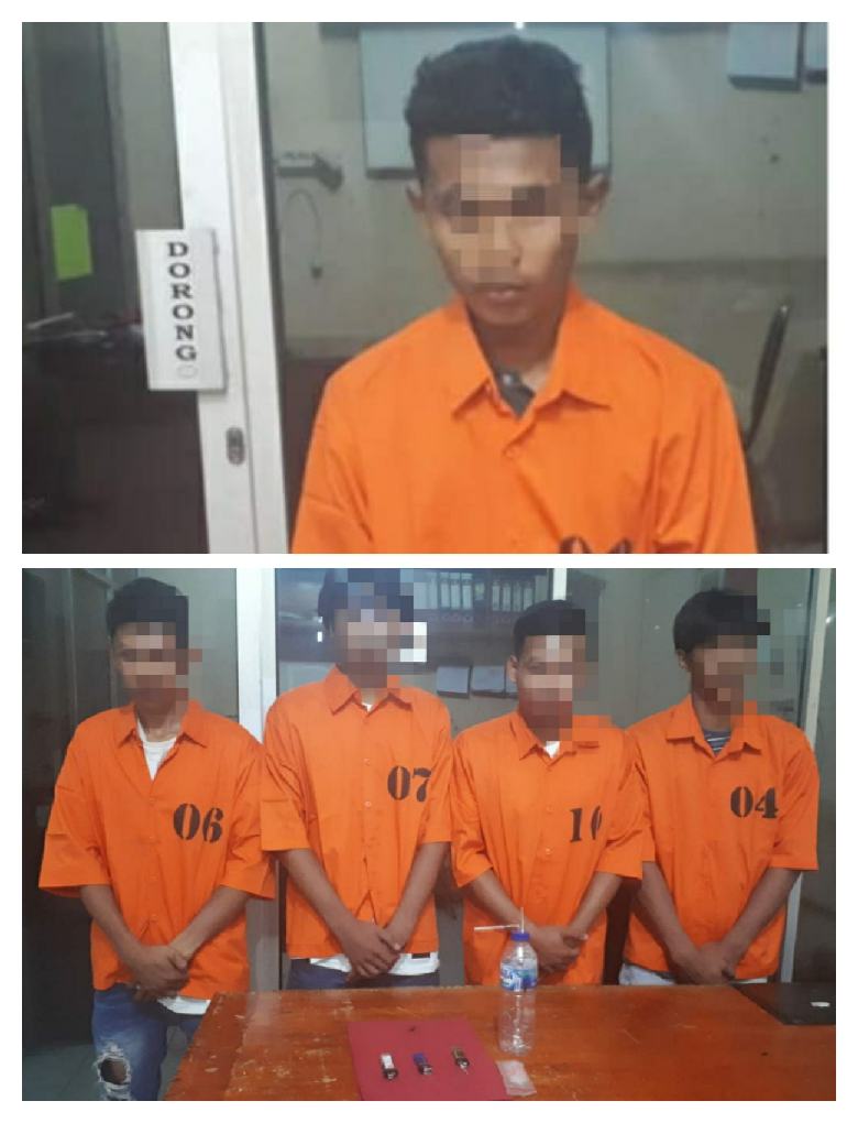 5 Orang Pemuda Digrebek Polsek Tapung Saat Pesta Narkoba, Ditemukan 25 Paket Shabu