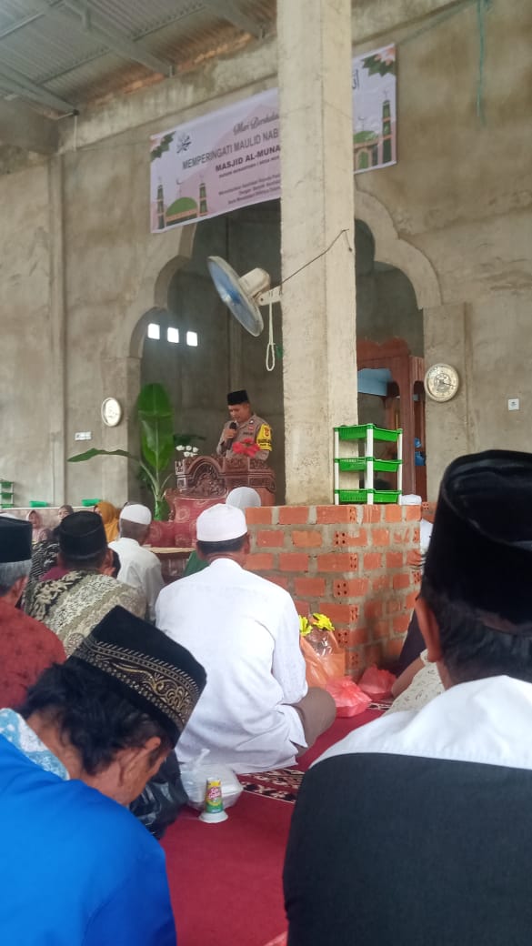 Bhabinkamtibmas Desa Lintas Utara Hadiri Peringatan Maulid Nabi, Ini Pesan yang Disampaikan