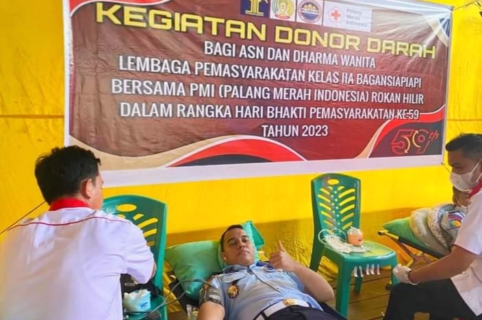 Jelang HBP Ke-59, Lapas Bagansiapiapi Gelar Kegiatan Donor Darah