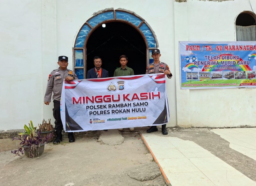 Jaga Kamtibmas dan Pererat Silaturahmi, Polsek Rambah Samo Gelar Minggu Kasih di Gereja GPDI Maranata Telur Aur