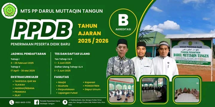 PPDB MTs Pondok Pesantren Darul Muttaqin Tangun Tahun Ajaran 2025-2026 Resmi Dibuka