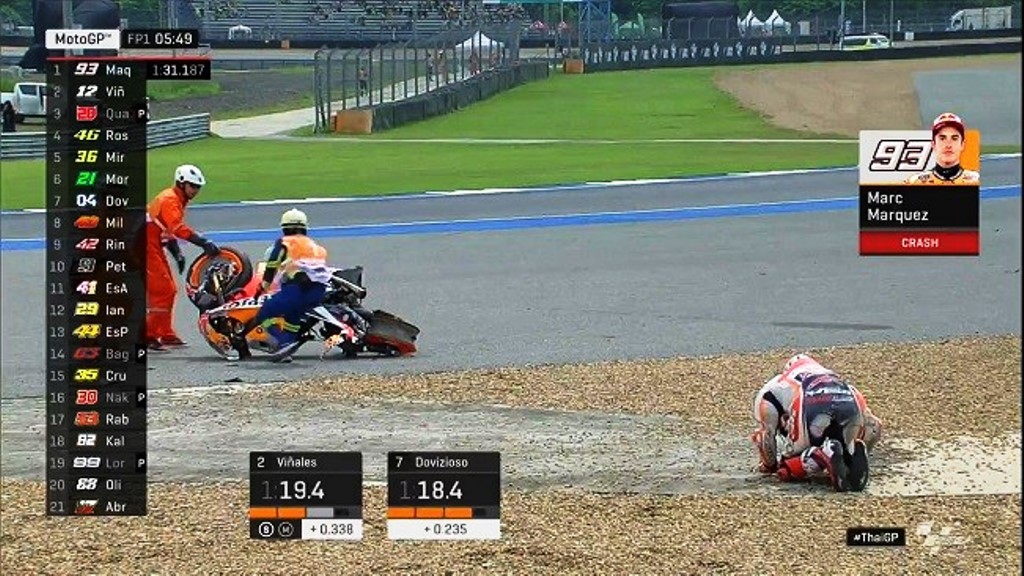Motor Marquez Rusak Berat Usai Kecelakaan di MotoGP Thailand