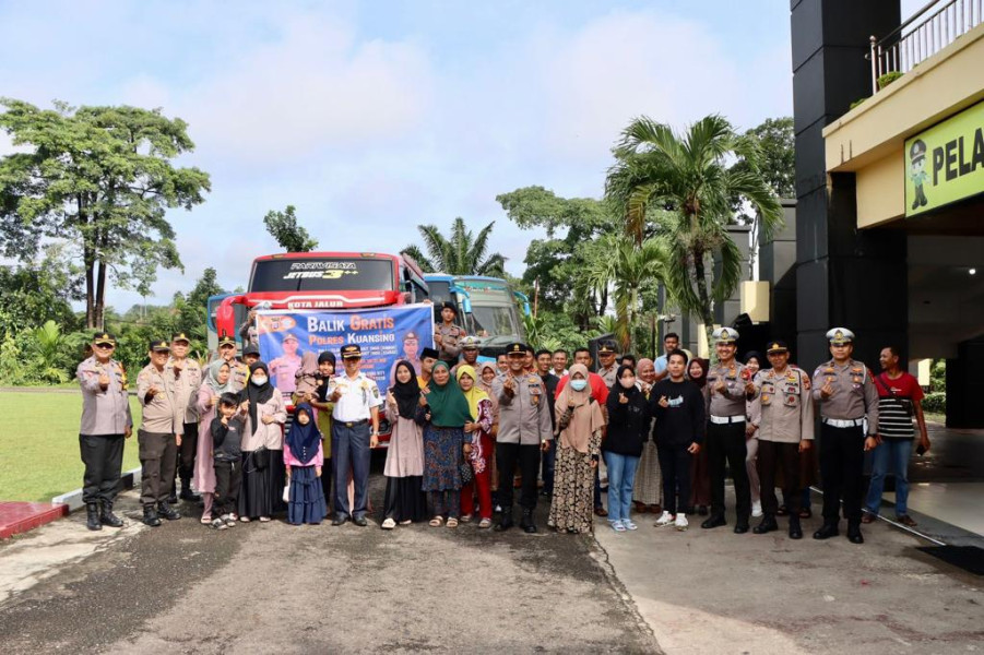 Polres Kuansing Sediakan 2 Armada Bus Untuk Program Balik Gratis