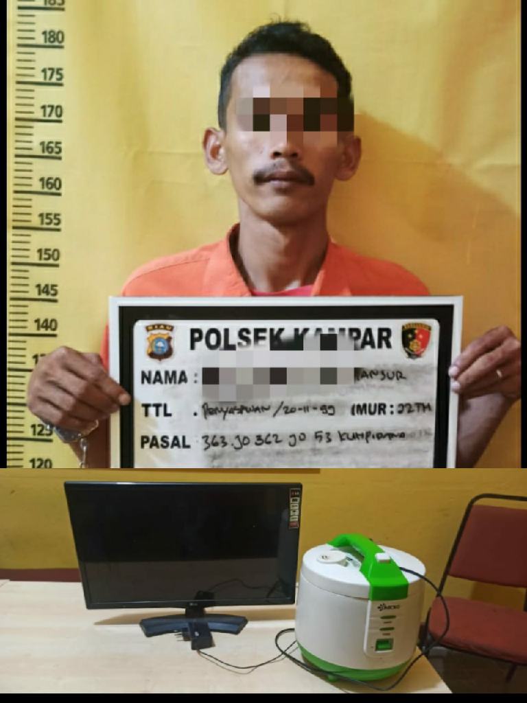 Tertangkap Tangan Curi TV dan Pemasak Nasi, Warga Ranah Diamankan Polsek Kampar