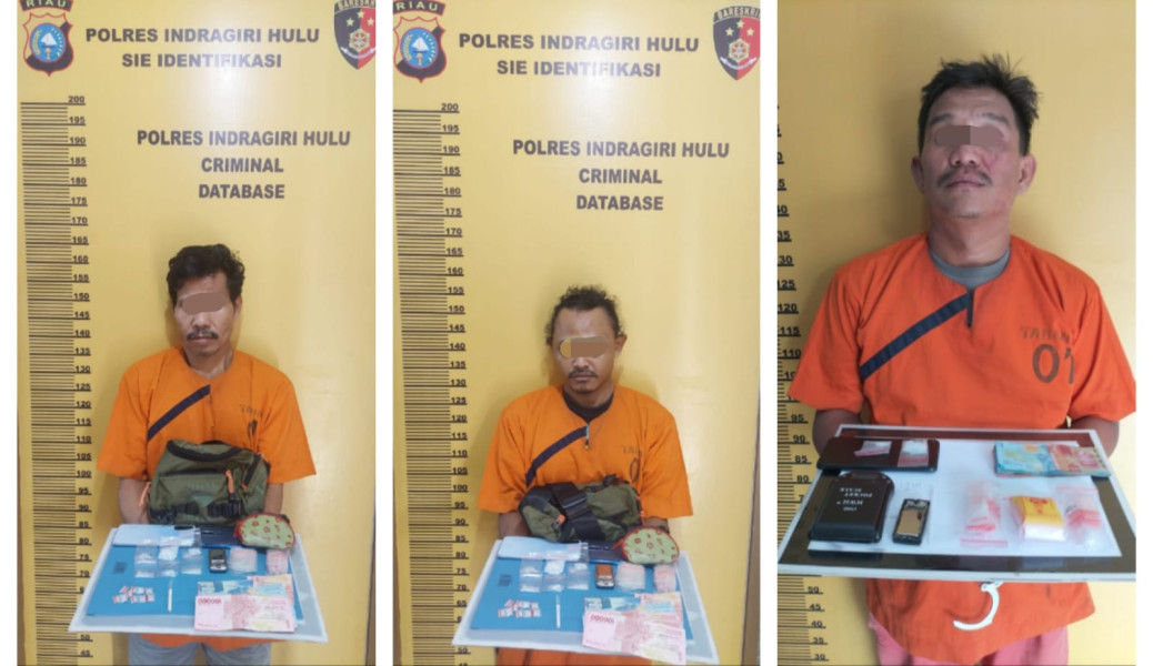 Dalam 1 Hari, Polres Inhu Ringkus 3 Pengedar Sabu di Kecamatan Sei Lala dan Pasir Penyu