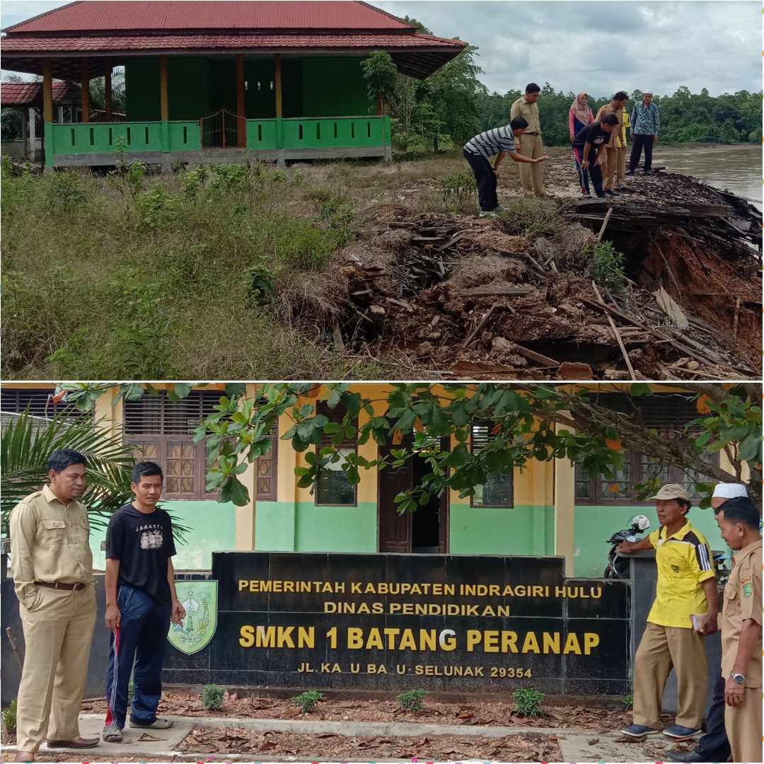 Kades Selunak Tinjau Lokasi SMKN 1 Batang Peranap Yang Runtuh