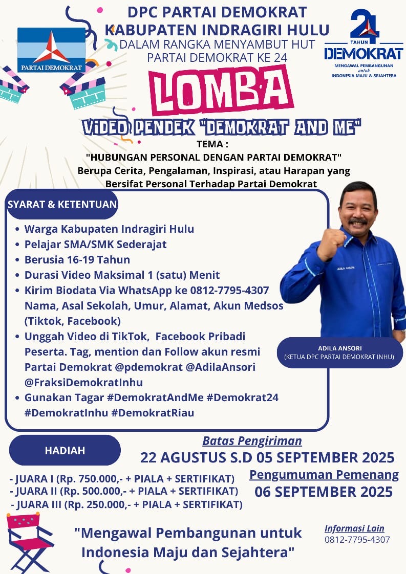 Peluang Emas untuk Pelajar Inhu! Ikuti Lomba Video Demokrat dan Menangkan Hadiah