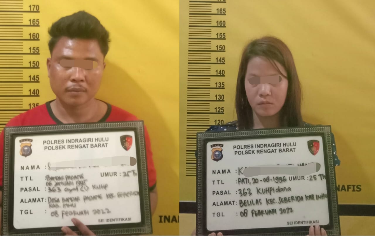 Curi HP dan Dompet, Sepasang Kekasih Dibekuk Polsek Rengat Barat