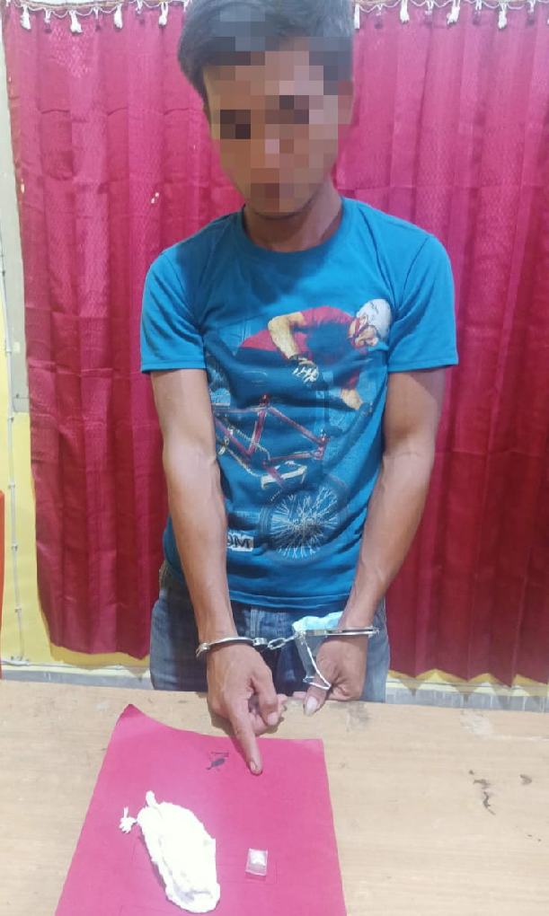 Unit Reskrim Polsek Kampar Kiri Tangkap Seorang Pelaku Narkoba di Desa Kuntu Darussalam
