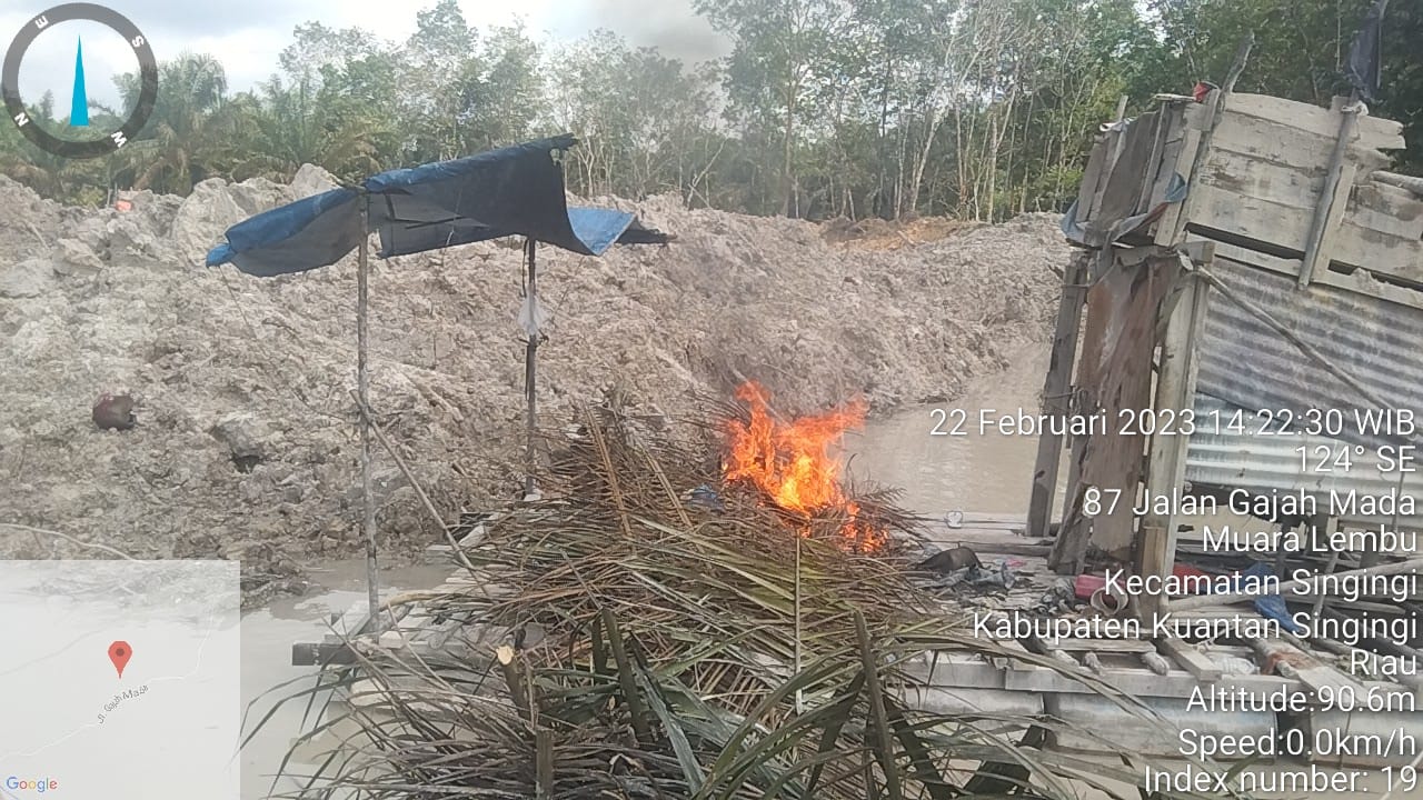 Respon Cepat Polsek Singingi Tentang Adanya Aktifitas PETI di Kelurahan Muara Lembu Kecamatan Singingi