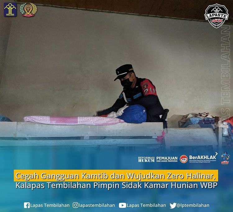 Wujudkan Zero Halinar, Kalapas Tembilahan Pimpin Sidak Kamar Hunian WBP