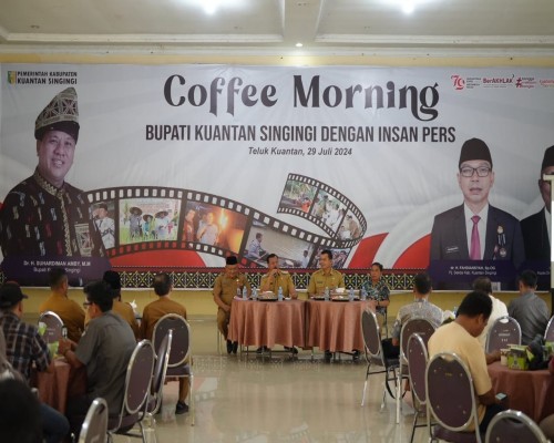 Cofee Morning Bupati Suhardiman Bersama Insan Pers, Ditaja Dinas Kominfoss Kuansing