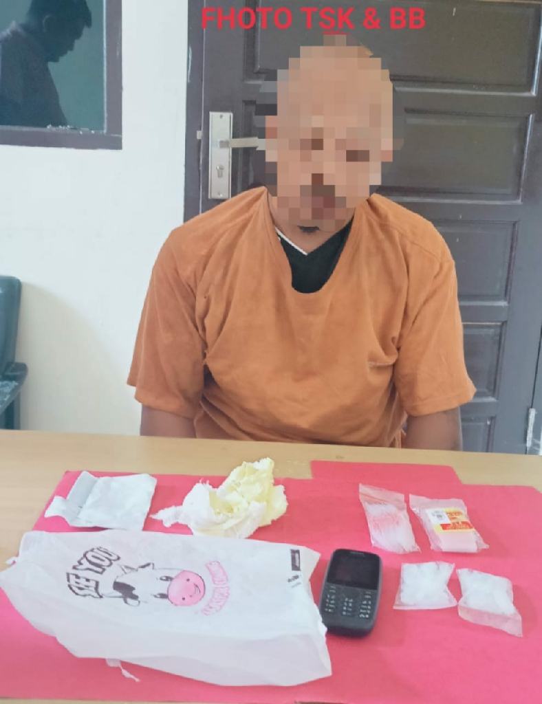 Polsek Perhentian Raja Amankan Pengedar Shabu Saat Operasi Rutin Himbauan Vaksin