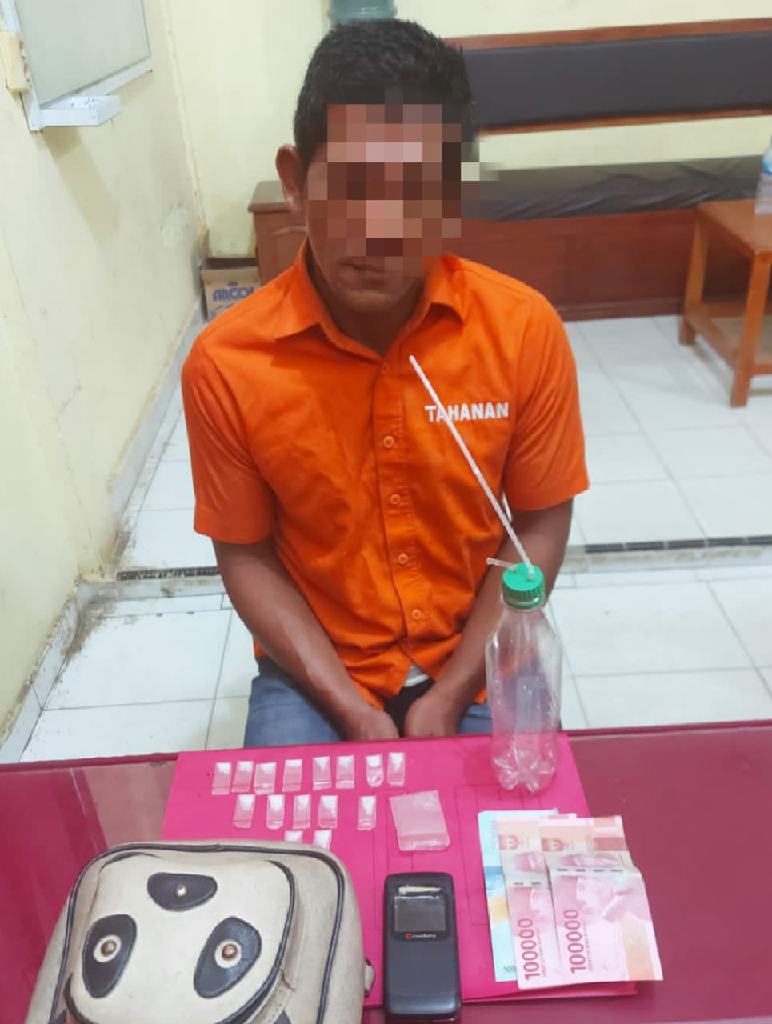 Polsek Tapung Hulu Tangkap Pengedar Narkoba di Desa Talang Danto dengan BB 15 Paket Shabu