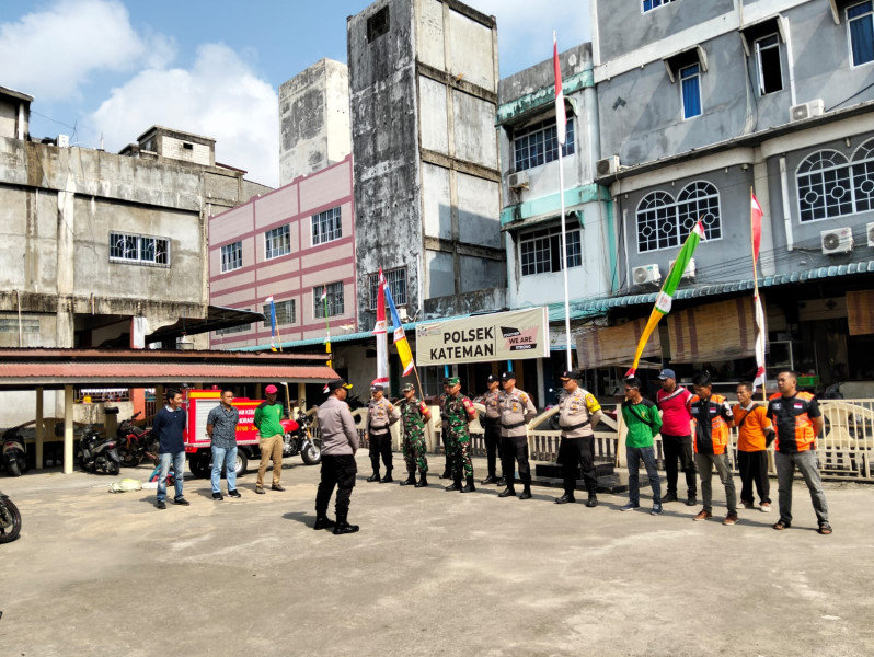 Apel Gelar Pasukan Sebagai Tindak Lanjut Forkopimcam Kec. Kateman Perihal Penanganan Karhutla