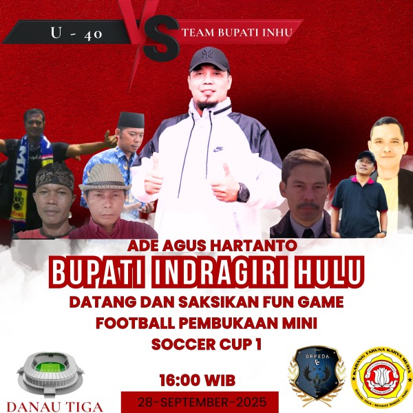 Bupati Inhu Direncanakan Ikut Fun Game Football di Orpeda Cup Perdana, Ini Jadwal Lengkapnya