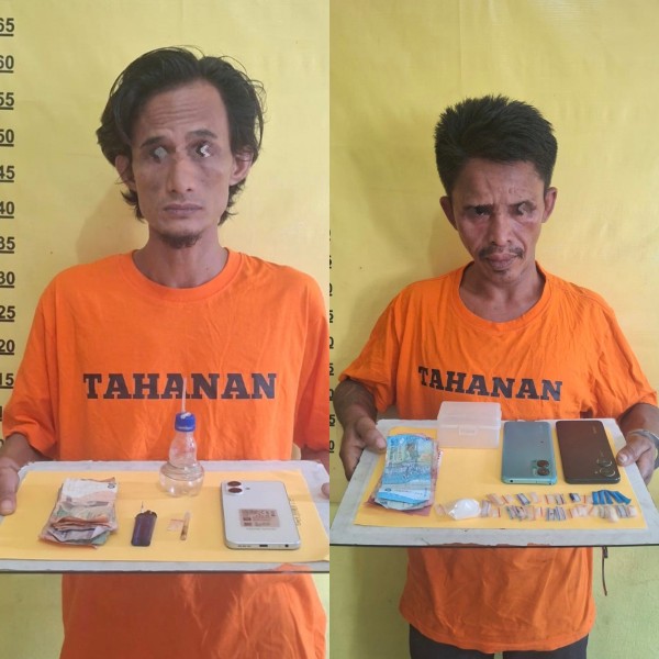 Polsek Kelayang Ringkus Dua Pelaku Penyalahgunaan Narkotika, BB Belasan Gram Sabu
