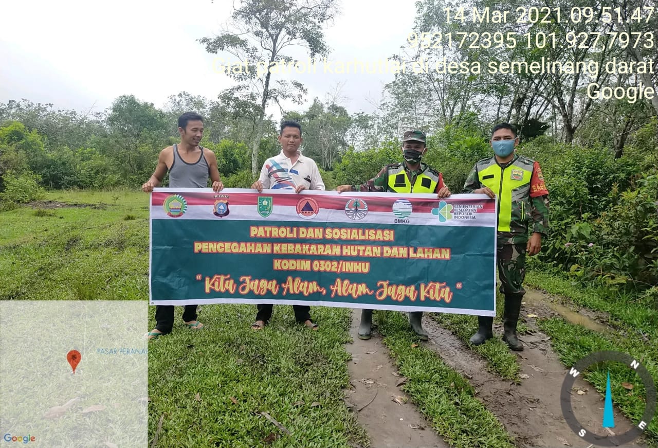 Disela Sosialisasi Karhutla Serda Rico Himbau masyarakat Patuhi Protokol Kesehatan