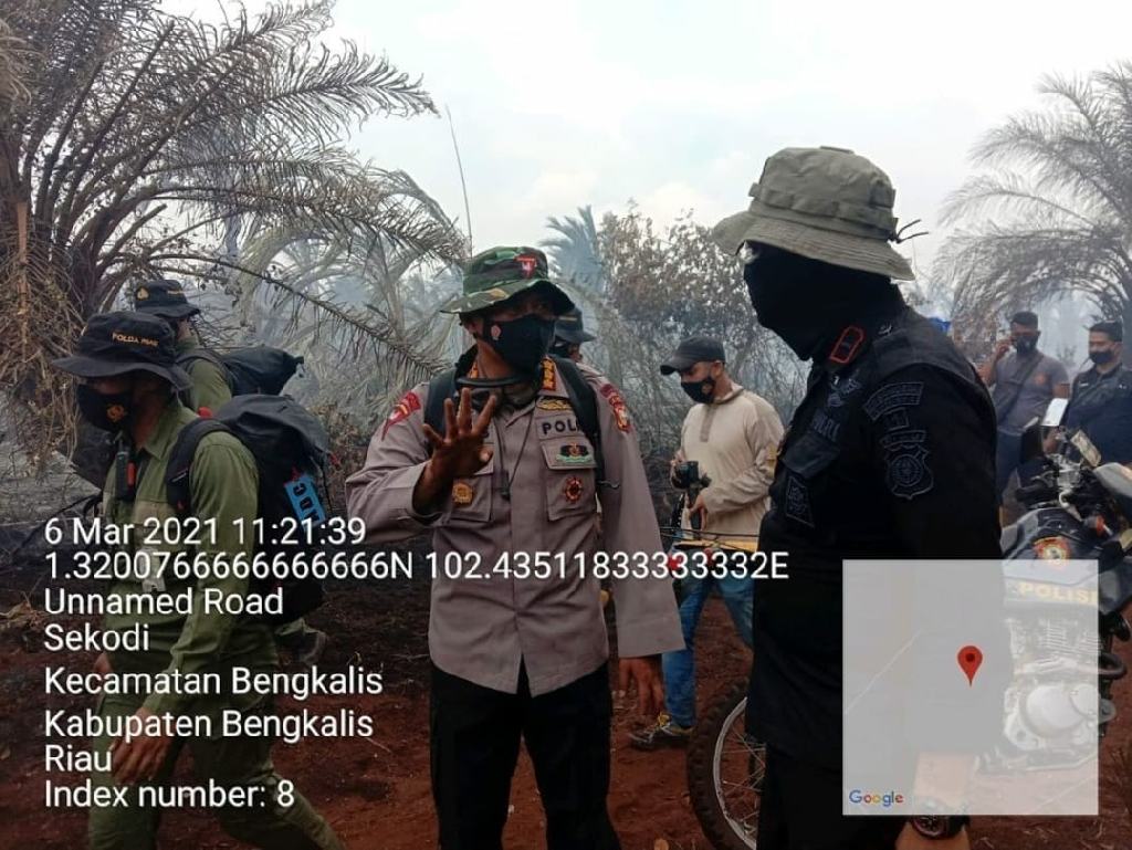 Padamkan Api, Dansat Brimob Riau dan Personel Turun Langsung Tangani Karhutla di Dua Kabupaten