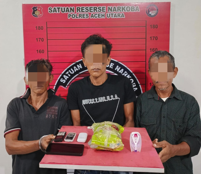 Polres Aceh Utara Kembali Gulung Tiga Pria Pengedar 1kg Sabu - Sabu