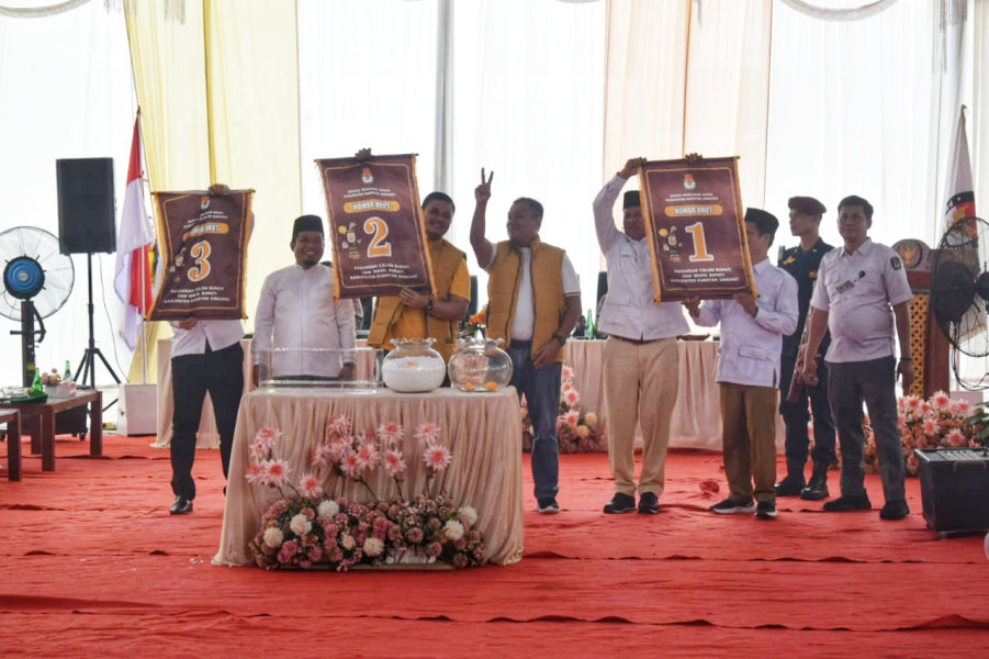 Pengundian Nomor Urut Paslon Pilkada Kuansing  Berlangsung Lancar Dan Tertip