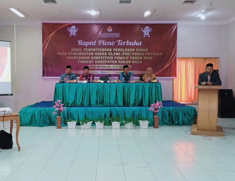 KPU Rohul Gelar Rapat Pleno Terbuka Pasca PSU Di Kecamatan Tambusai Utara