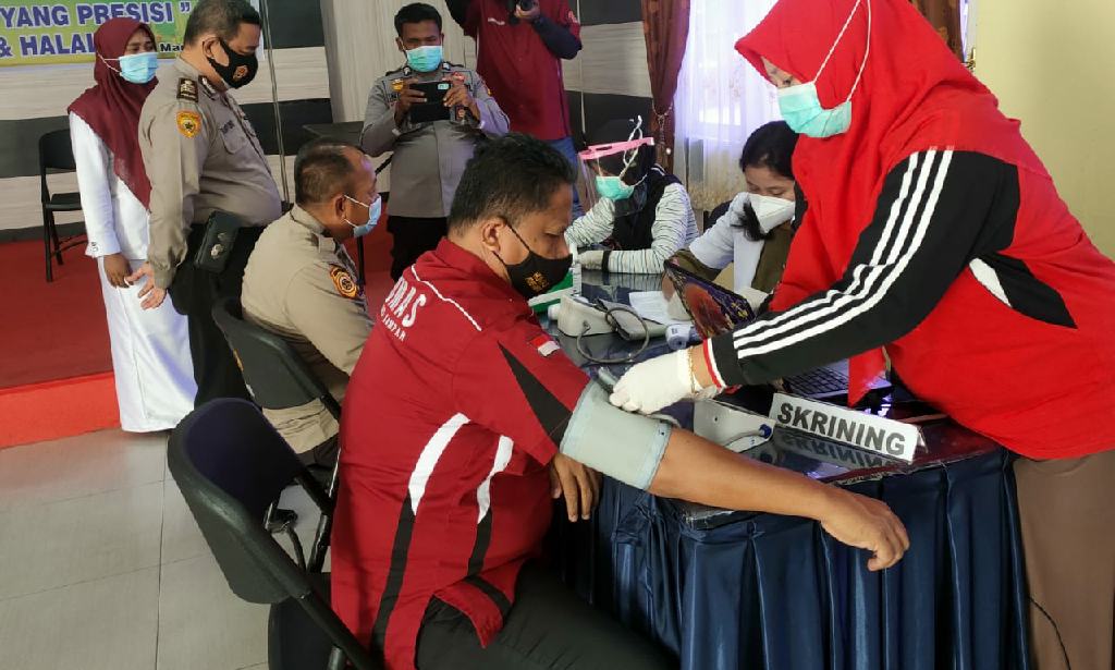 Hari Pertama Vaksinasi COVID-19 di Polres Kampar, 46 Personel Selesai Divaksin